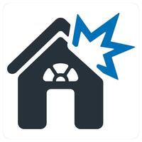 Home Explosion icon concept in blue color vector