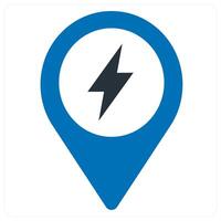 Electricity and location icon concept in blue color vector