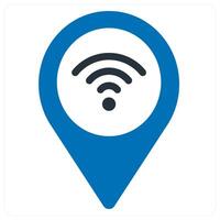 wifi and location icon concept in blue color vector