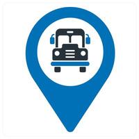 Bus Station and location icon concept in blue color vector