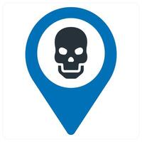 danger and location icon concept in blue color vector