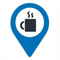 Beverage and location icon concept in blue color vector