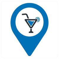 Cold Drink and location icon concept in blue color vector