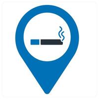 Smoking and location icon concept in blue color vector