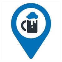bar and location icon concept in blue color vector