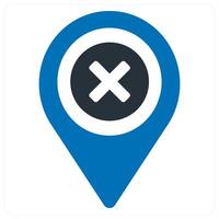Delete and location icon concept in blue color vector