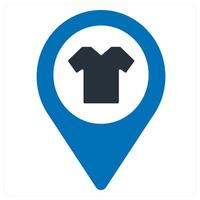 Shopping location and location icon concept in blue color vector