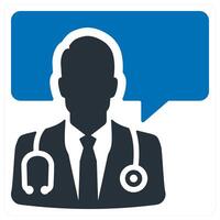 health question and help icon concept in blue color vector