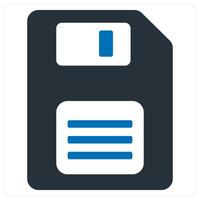 Floppy and disk icon concept in blue color vector
