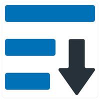 Download and down arrow icon concept in blue color vector