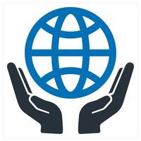 Save World icon concept in blue color vector