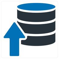 Database upload icon concept in blue color vector