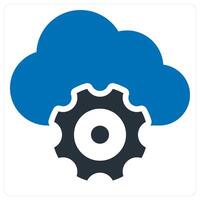 Cloud settings icon concept in blue color vector