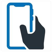 Mobile in Hand icon concept in blue color vector