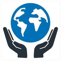 Save world icon in blue color vector