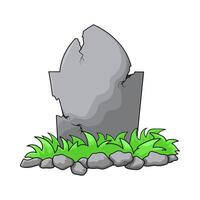 illustration of the grave is filled with grass vector