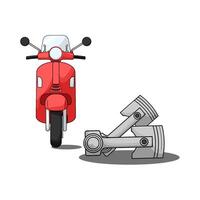 red scooter with piston vector