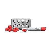 pill with digital thermometer vector