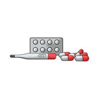 digital thermometer with pill vector