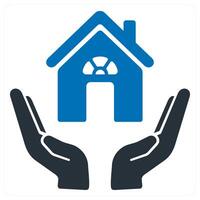 Home Insurance and real estate icon concept in blue color vector