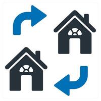 Relocation and house icon concept in blue color vector