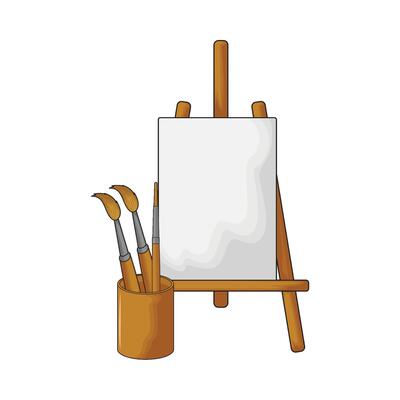 paintbrush holder with canvas illustration