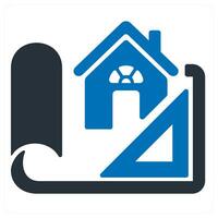 Design House and interior icon concept in blue color vector