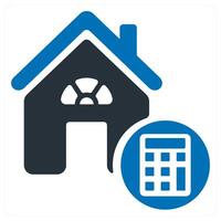 Property Budget and calculator icon concept in blue color vector