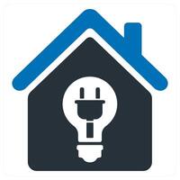 Home Electricity and building icon concept in blue color vector