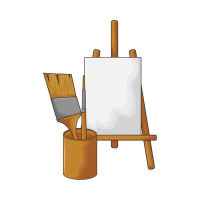 canvas board with paintbrush holder illustration