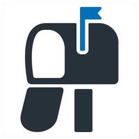 Mail Box and communication icon concept in blue color vector