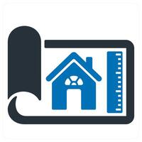 Home dimensions and house icon concept in blue color vector