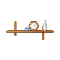 clock on shelf with vase vector