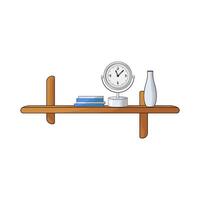 illustration of clock on shelf with vase vector
