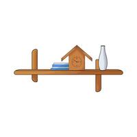 clock on shelf with vase illustration vector