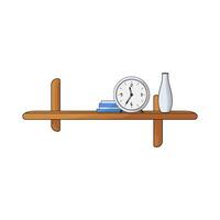 illustration of clock on shelf and vase vector