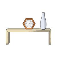 clock on the table and vase vector