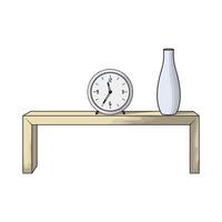 clock on the table with vase illustration vector
