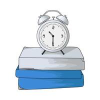 alarm clock on top of book vector