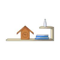 clock on shelf with book illustration vector