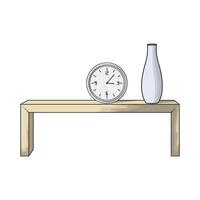 clock on the table with vase vector