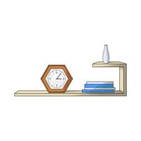 illustration of clock on shelf with book vector