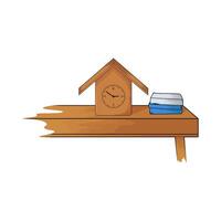 old wooden clock on table vector