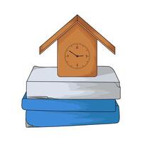 old clock on top of book illustration vector