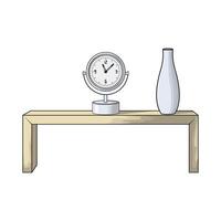 table clock with vase vector
