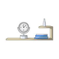 illustration of clock and vase on the shelf vector