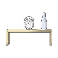 vase and clock on the table vector