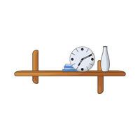 clock and vase on the shelf vector