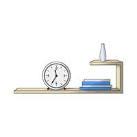 books and clock on the shelf vector