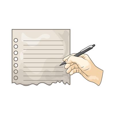 writing on torn paper illustration